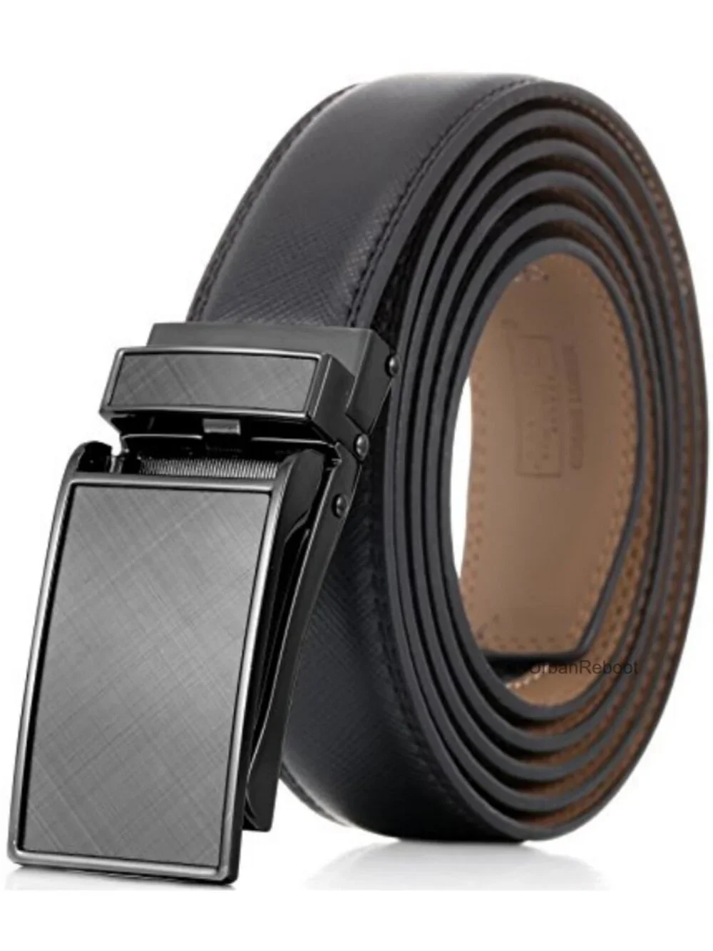 Men's Ratchet Leather Dress Belt Adjustable 38 Positions